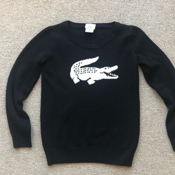 Lacoste Sweaters - VINTAGE LACOSTE BLACK SWEATER LARGE CROCODILE 40
